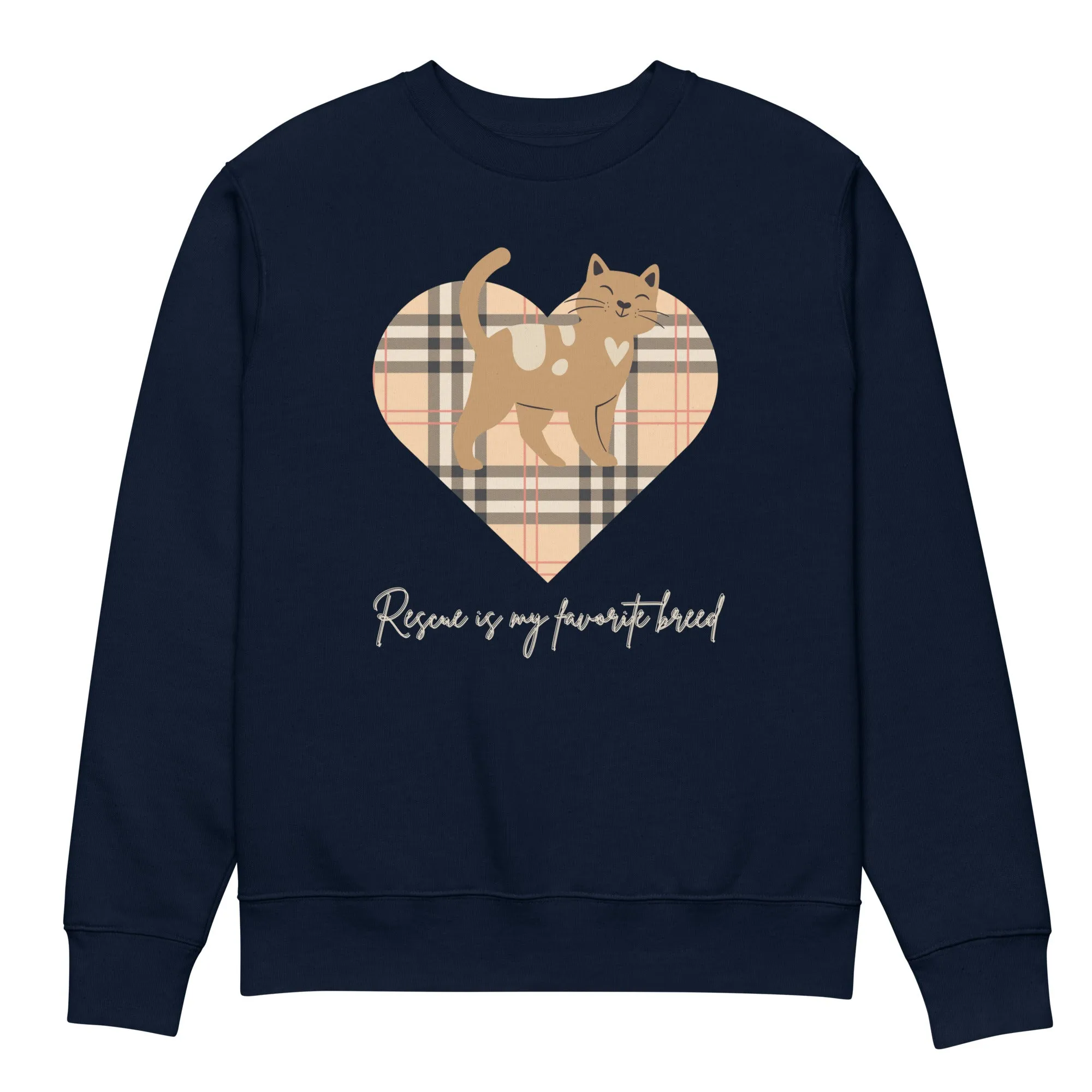 100% Organic Cotton Cat Lover Sweatshirt - Rescue is My Breed