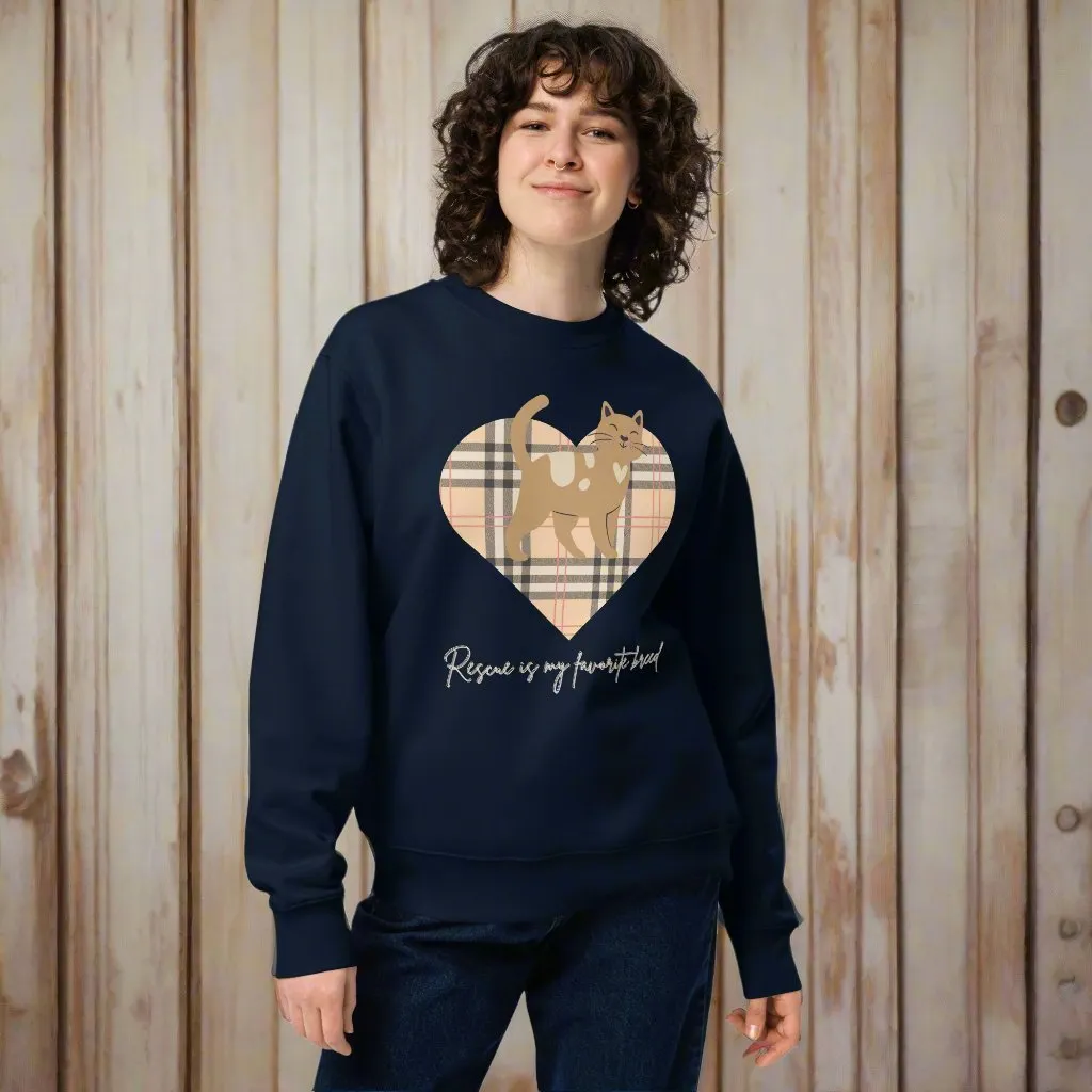 100% Organic Cotton Cat Lover Sweatshirt - Rescue is My Breed