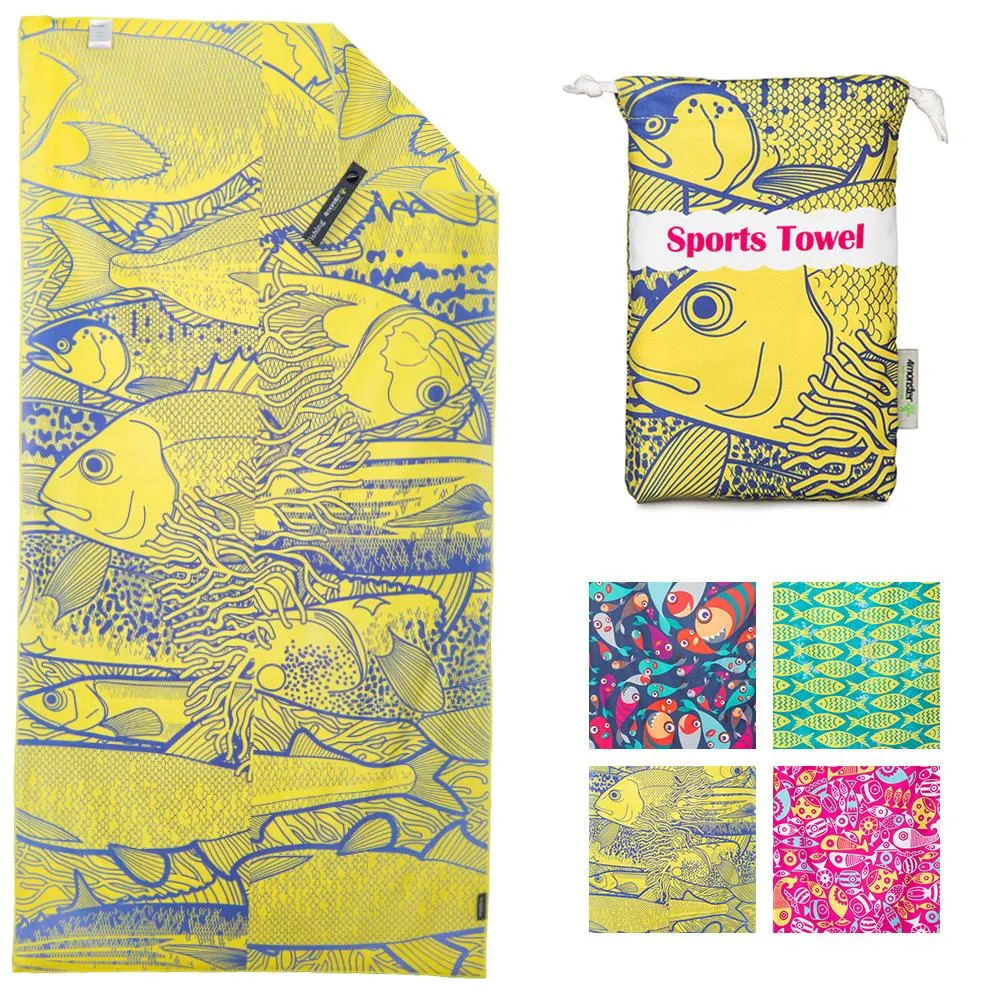 4Monster Microfiber Beach Towel Quick Dry Absorbent Lightweight Towel Fish Fashion