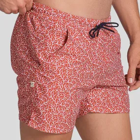 5" Inseam Swim Trunk in Red Coral Print