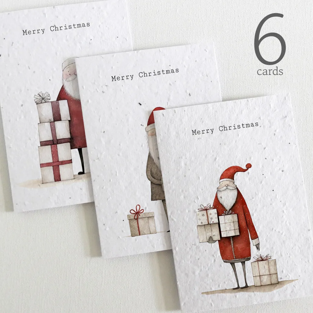 6 Plantable Christmas Cards - Scandi Father Christmas