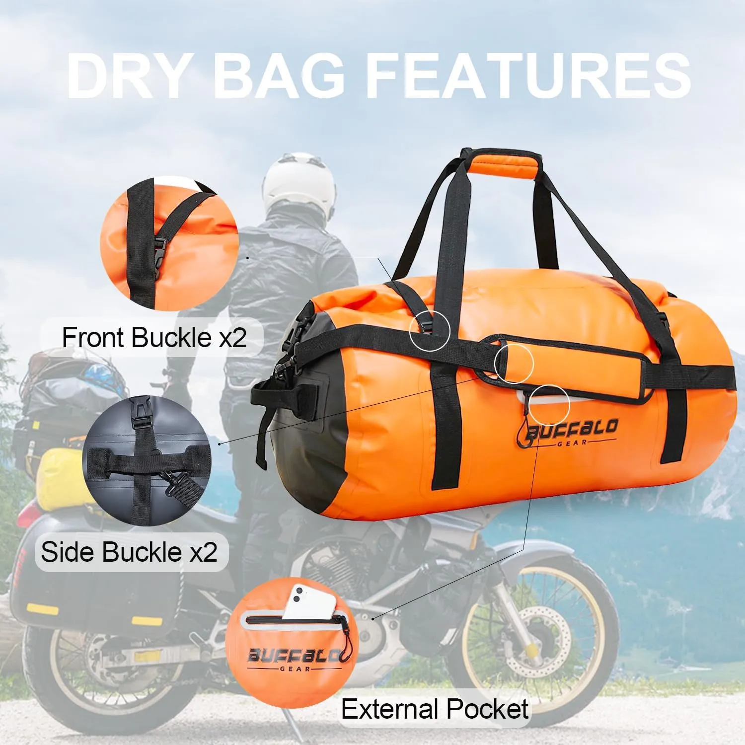 60L Roll Top Waterproof Duffel Dry Bag, Travel Duffel Bag For Outdoor