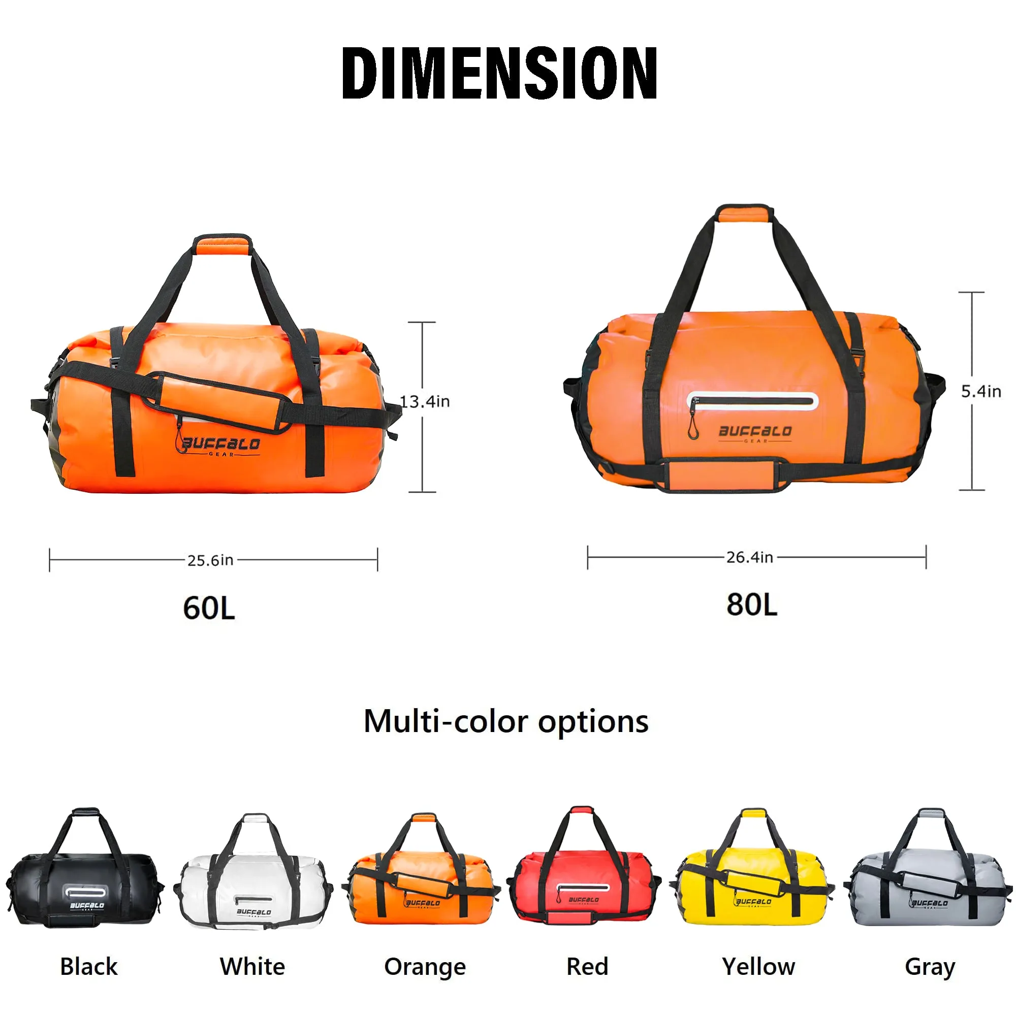 60L Roll Top Waterproof Duffel Dry Bag, Travel Duffel Bag For Outdoor