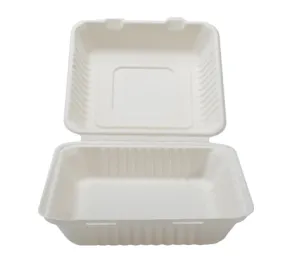 9" X 9" X 3.1" COMPOSTABLE HINGED CONTAINER - DEEP (200/CS)