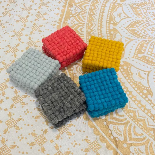 Absorbent Felt Coaster Set, Coasters for Drinks, Set of 4 , Solid Color Coasters, Cup Coasters, Square Felt Coasters, Housewarming gifts