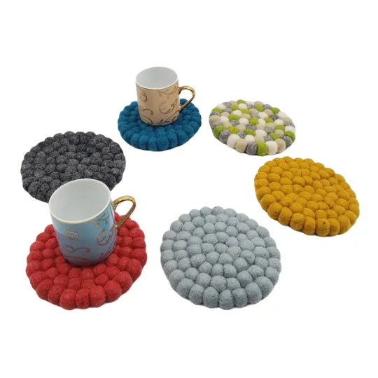 Absorbent Felt Round Coasters, Set of 4 or 2 coasters, Home Decor, Felt Wool Drink Holders, Christmas Holiday Housewarming Gifts, Cup Holder