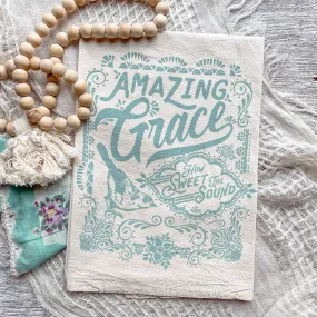 Amazing Grace Ornamental Bird Hymn Tea Towel