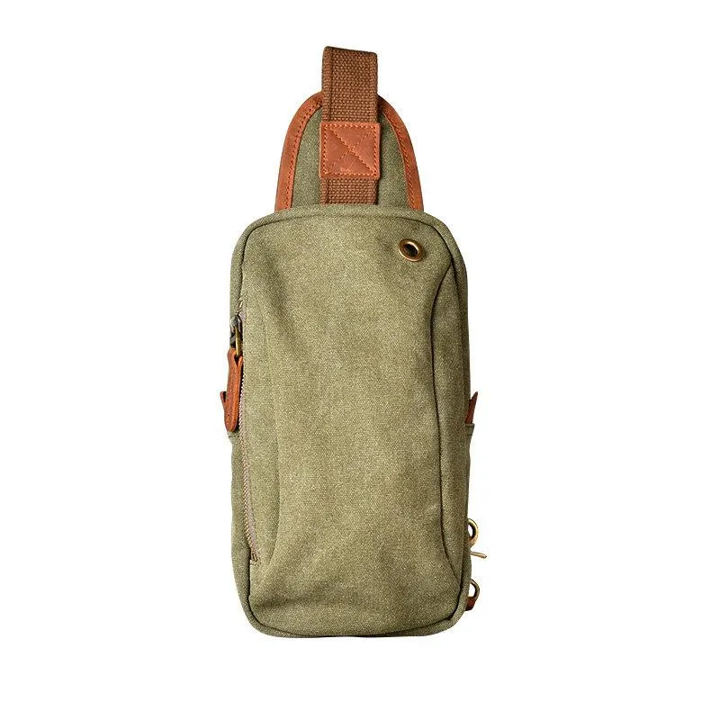 Army Green Canvas Sling Backpack Men's Sling Bag Blue Chest Bag Canvas One shoulder Backpack For Men