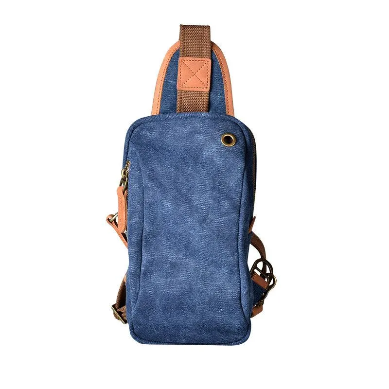 Army Green Canvas Sling Backpack Men's Sling Bag Blue Chest Bag Canvas One shoulder Backpack For Men