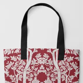 Aviary Tote - Rosella Red Bird Pattern Shopping Tote