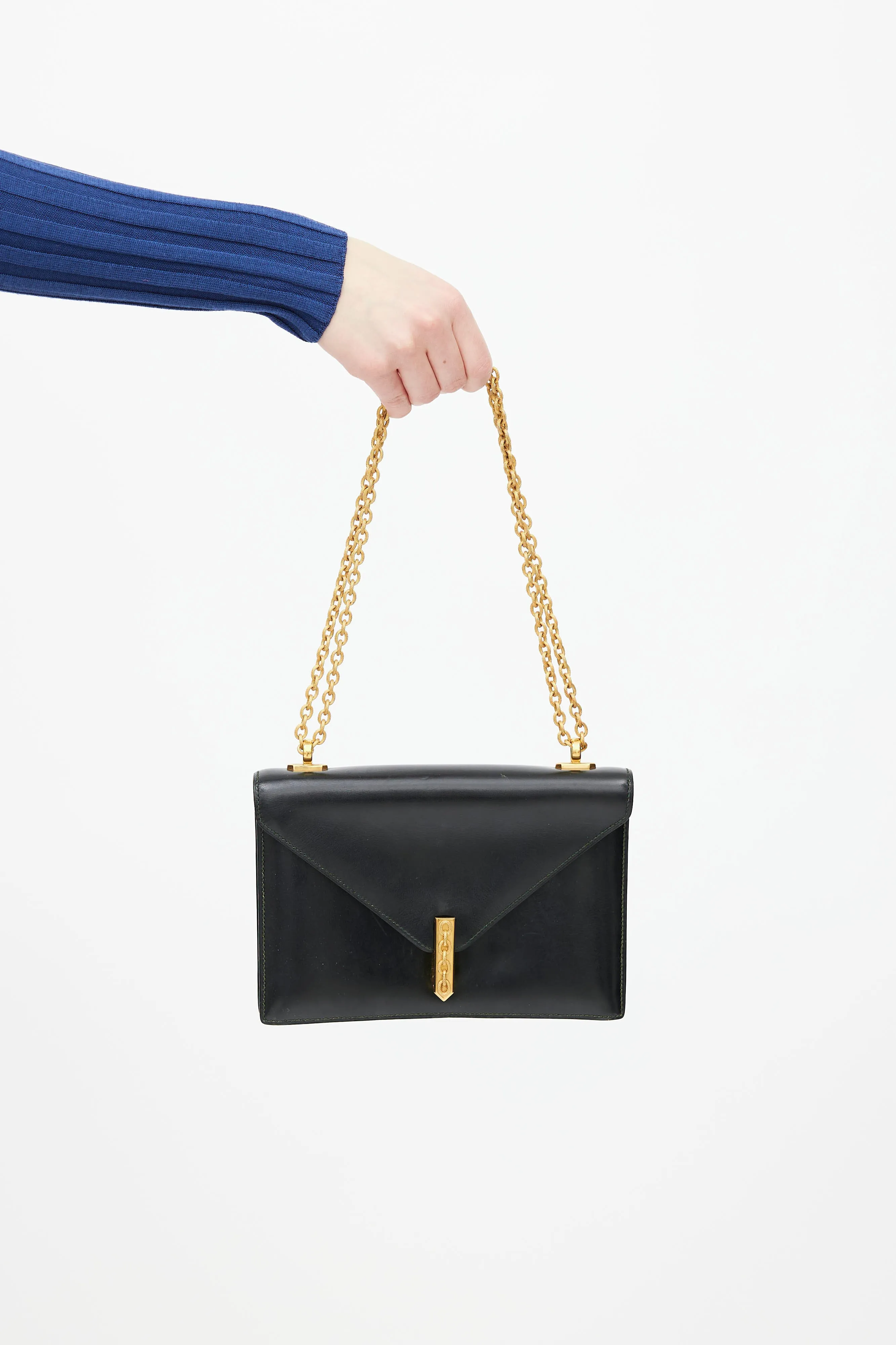 Black Box Leather & Gold-Tone Chain Alcazar Shoulder Bag