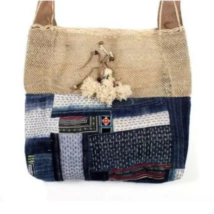 Blue Mosaic Artisan Mesh Crossbody Bag - Thailand