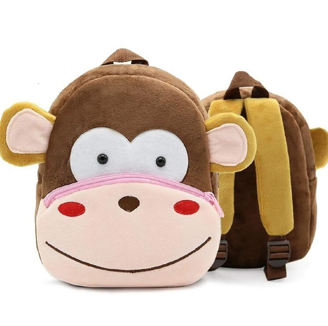 blue tree Kid's School Bagpack 3-5 Years 11 Litres Cartoons Soft Toy Bag Gift for Kids (Monkey (brown))