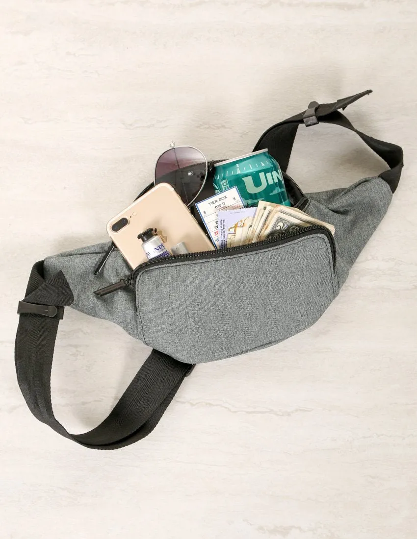 Bum Bag |2 Pocket Crossbody Fanny Pack |GAME DAY Grey & Black