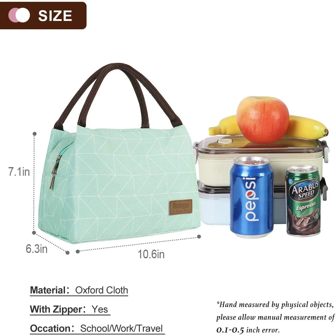 Buringer Reusable Insulated Lunch Bag Cooler Tote Box Meal Prep for Men & Women Work Picnic or Travel (Flying Flowers)