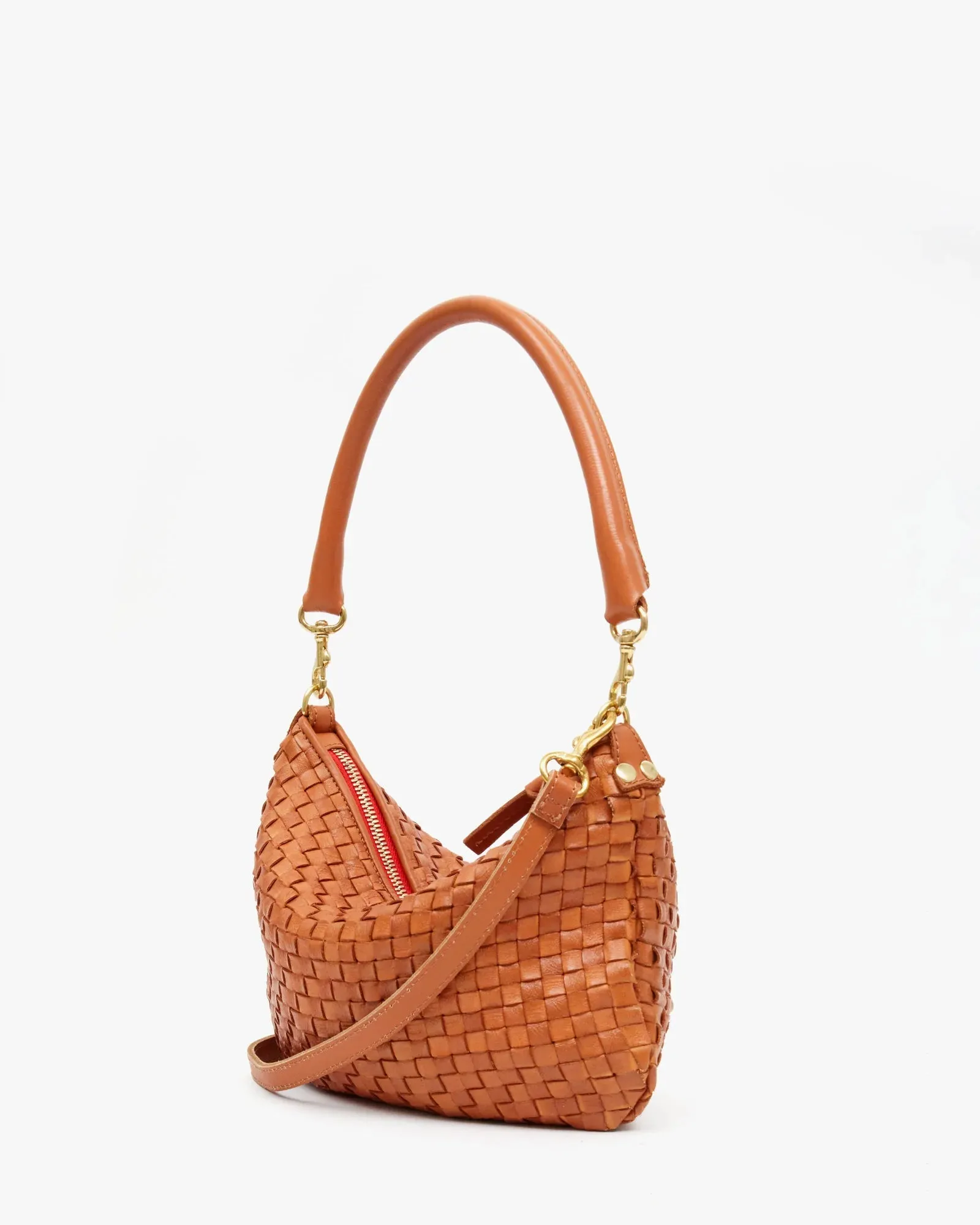 Clare V. - Petit Moyen Messenger in Natural Woven Checker