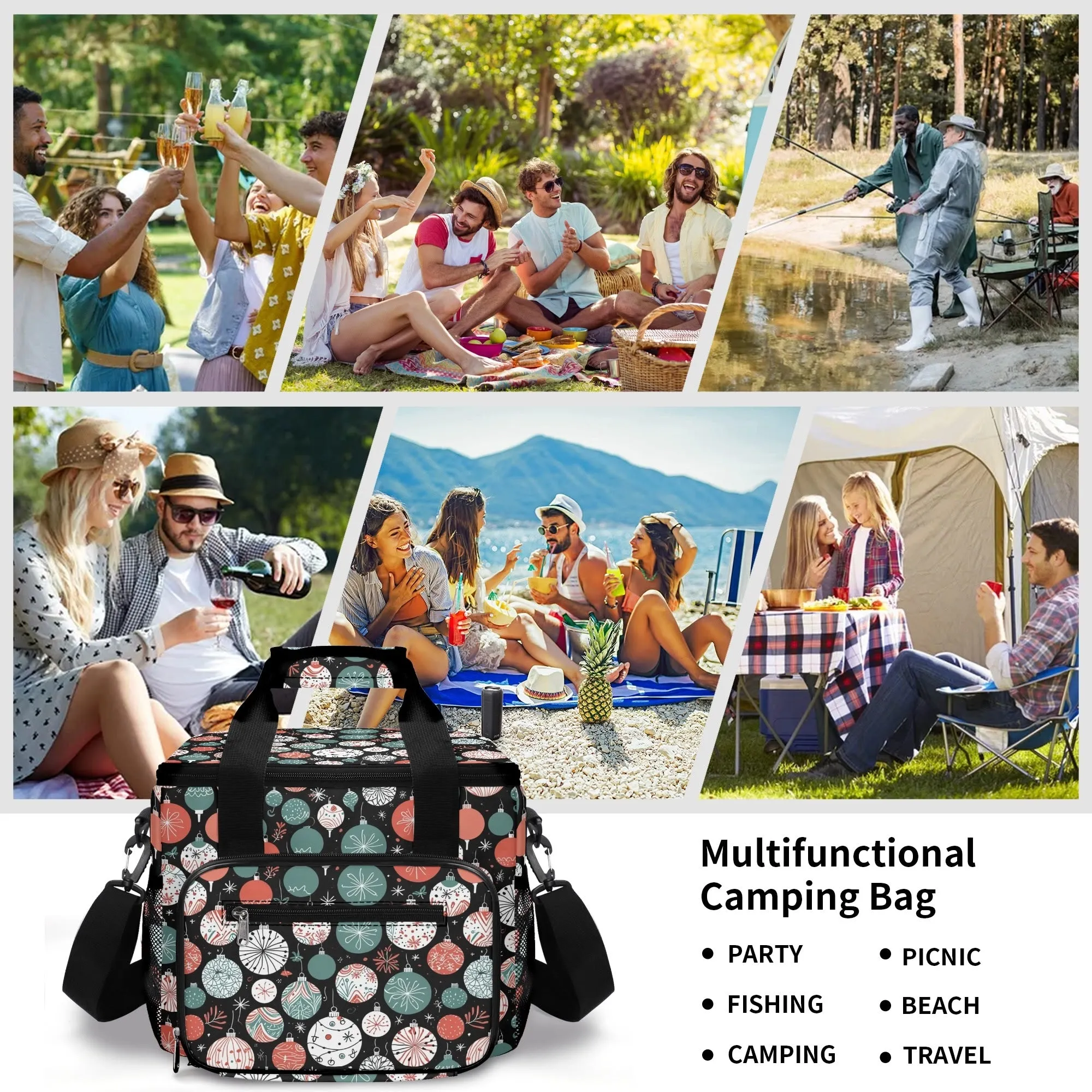 Colorful Ornament Insulated Leakproof Cooler Bag Lunch Box