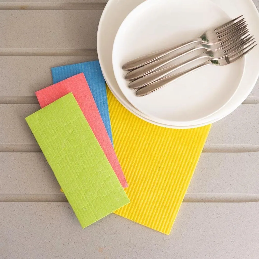 Compostable Sponge Cleaning Cloths - 4 or 6 Pack RAINBOW