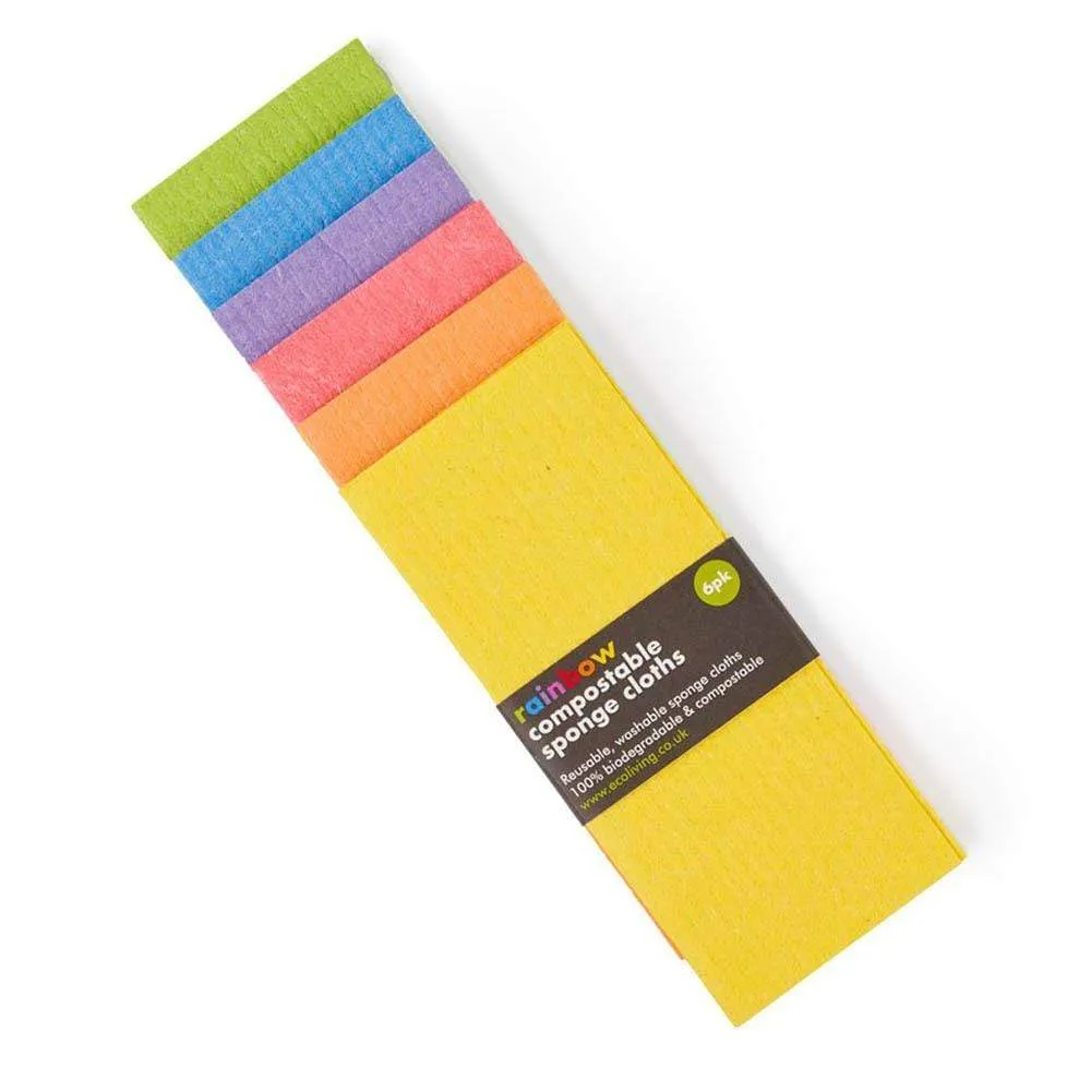 Compostable Sponge Cleaning Cloths - 4 or 6 Pack RAINBOW