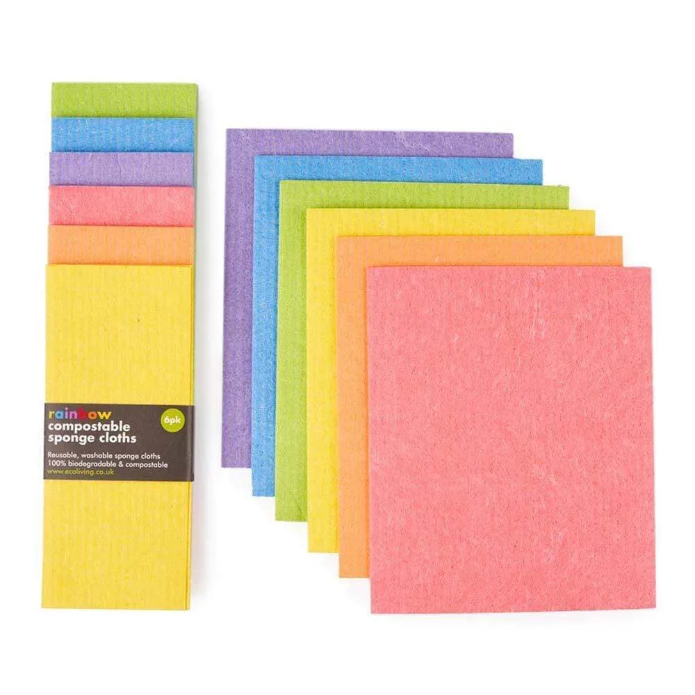 Compostable Sponge Cleaning Cloths - 4 or 6 Pack RAINBOW