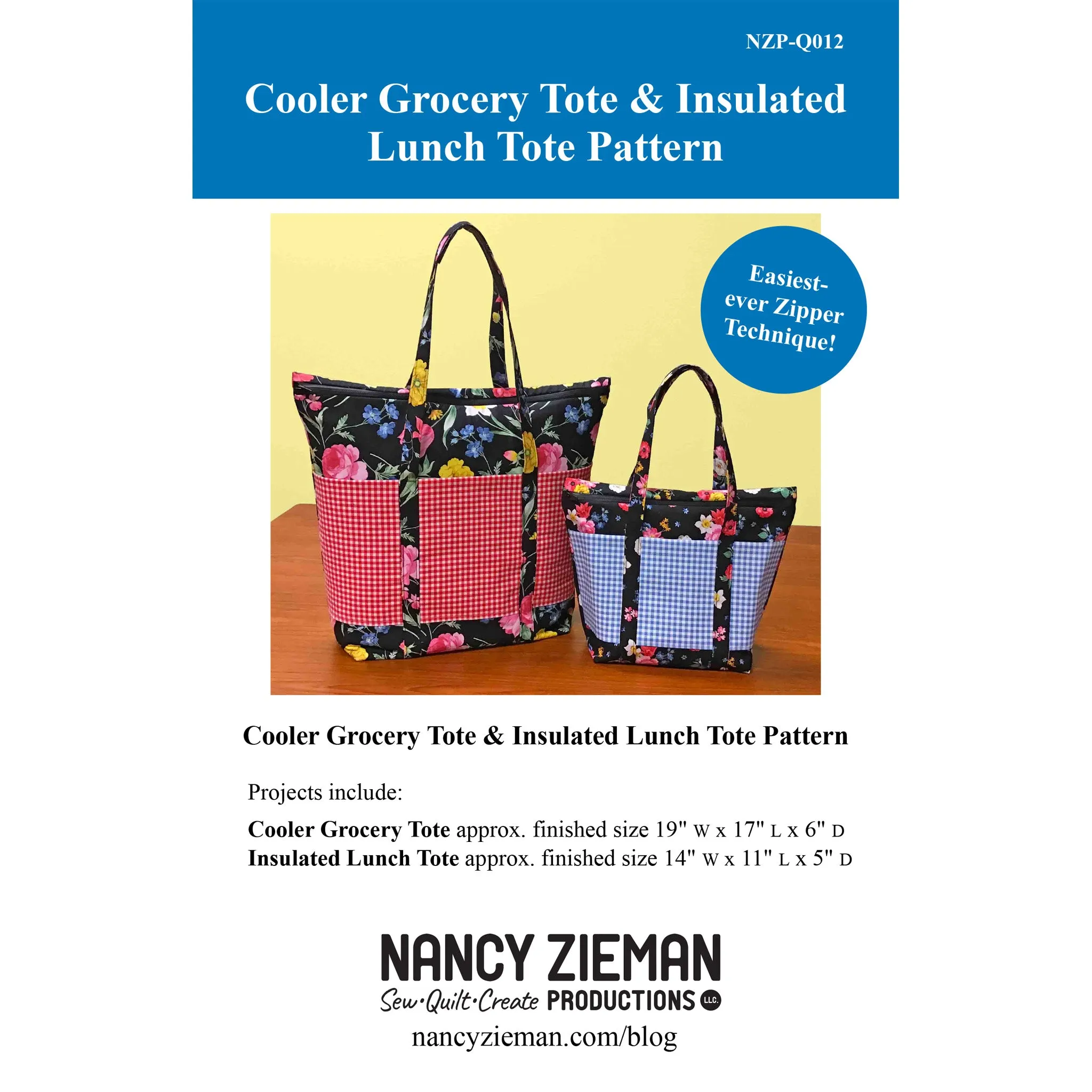 Cooler Grocery Tote & Insulated Lunch Tote Pattern NZP-Q012 - Paper Pattern