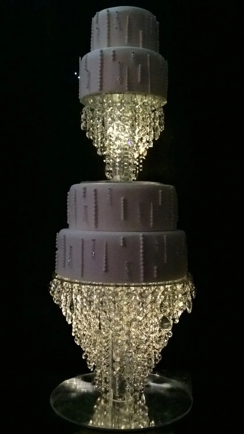 Crystal cake stand, 2 tier set ,10" & 14" CHANDELIER DESIGN Faux crystal by Crystal wedding uk