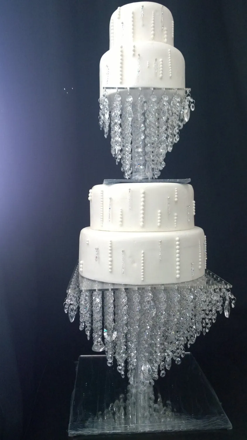 Crystal cake stand, 2 tier set ,10" & 14" CHANDELIER DESIGN Faux crystal by Crystal wedding uk