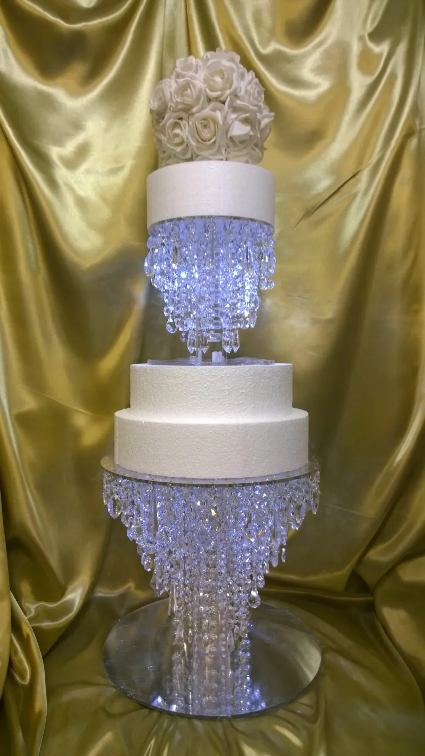 Crystal cake stand, 2 tier set ,10" & 14" CHANDELIER DESIGN Faux crystal by Crystal wedding uk