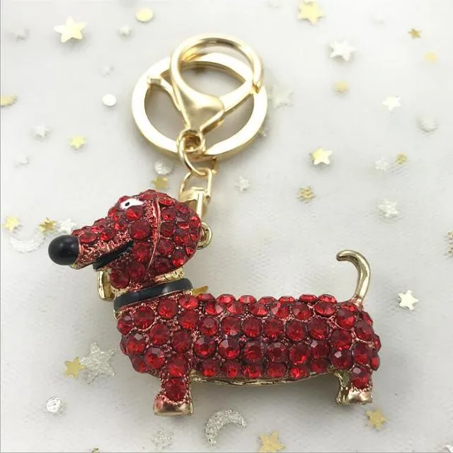 Crystal Dachshund Keychain