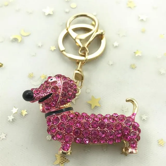 Crystal Dachshund Keychain