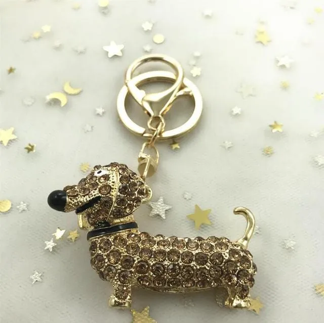 Crystal Dachshund Keychain