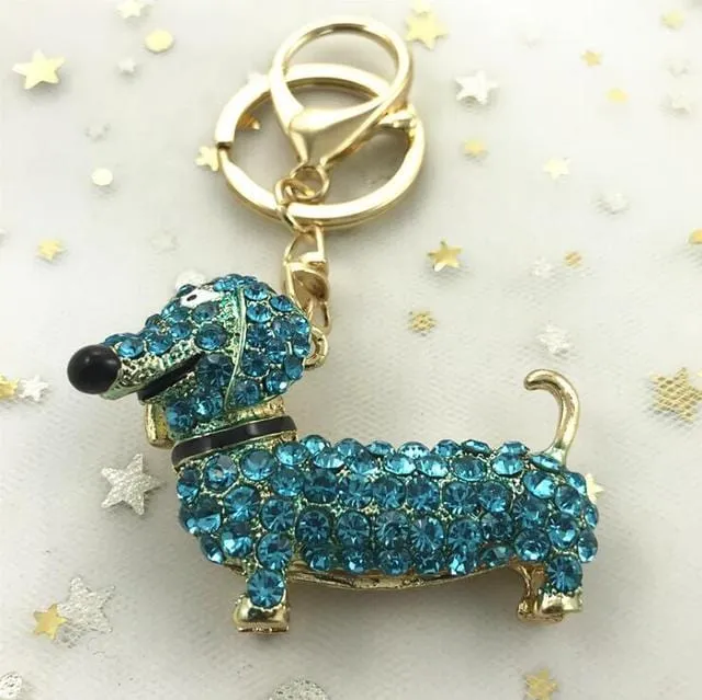 Crystal Dachshund Keychain