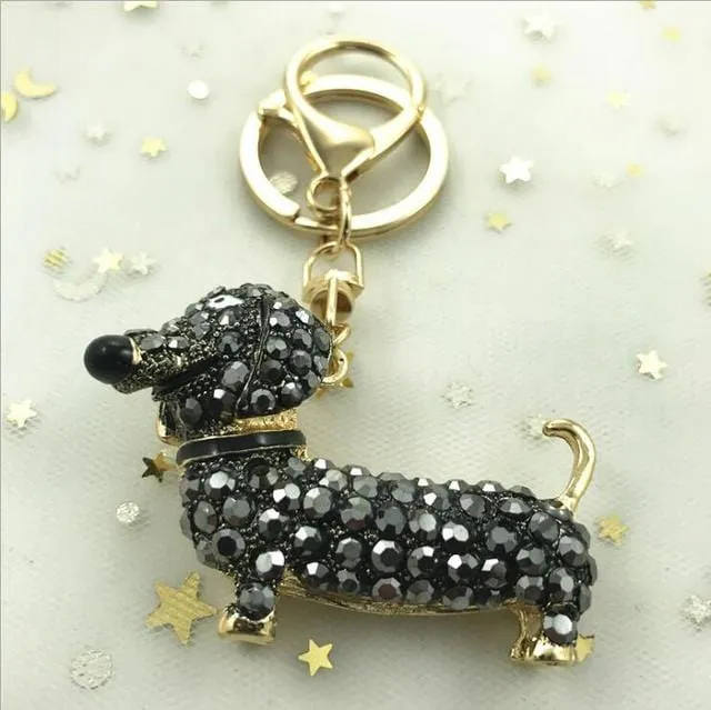 Crystal Dachshund Keychain