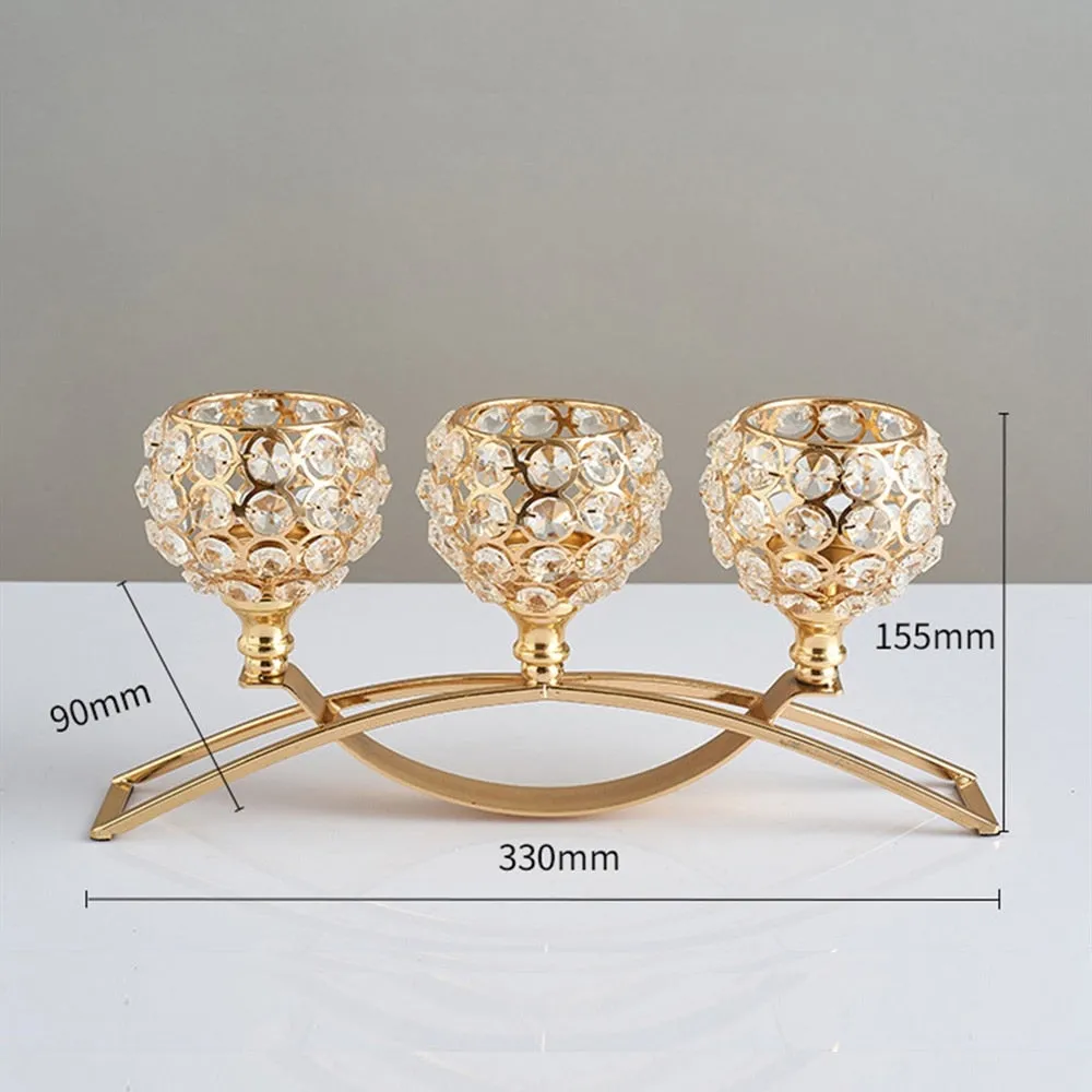 Crystal Metal Candle Holders As Table Centerpieces For Wedding, Christmas, And Home Decoration