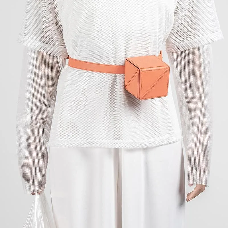 Cube Mini Foldable Belt Bag - Orange