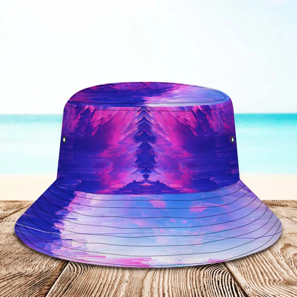 Custom Bucket Hat Unisex Personalised Face Hiking Beach Sports Hats Purple and Pink Abstract Texture