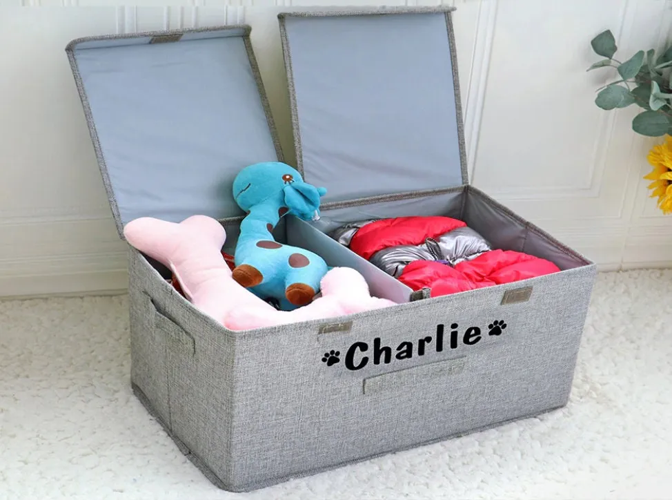 Customized Kids Toy Organizer - Personalized Foldable Pet Toy Storage Basket - Custom Dog Toy Basket Dog Toys Storage Bag Dog Toy Bin