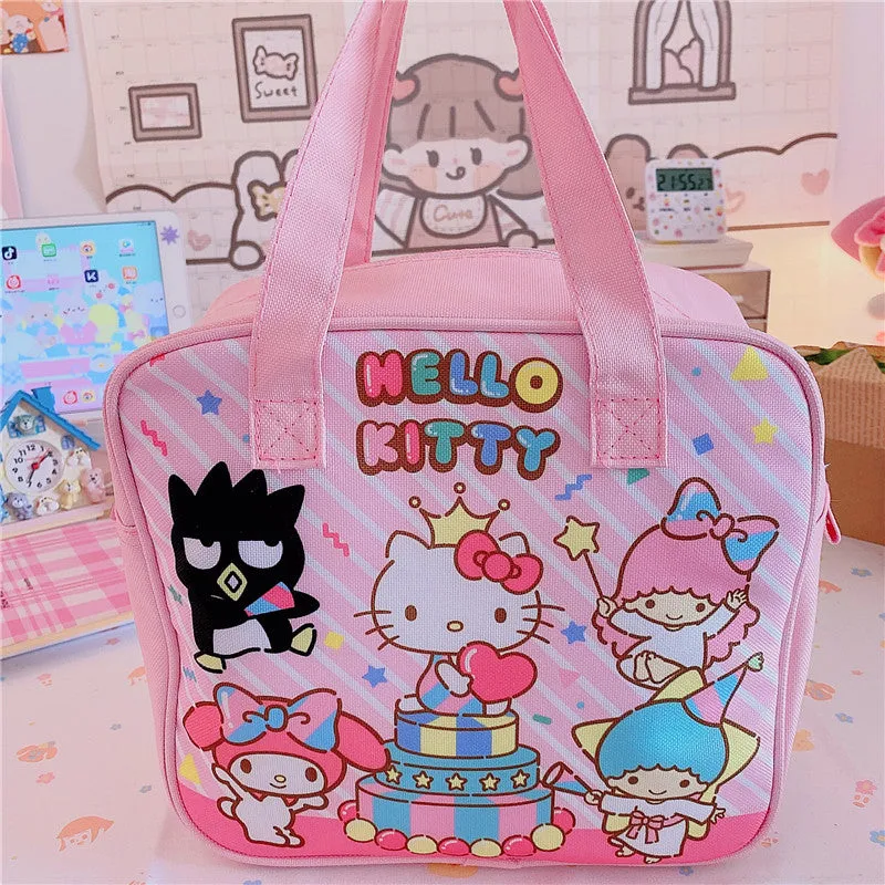 Cute Kitty Insulated Lunch Box Bag Tote Bag Lunch Organizer