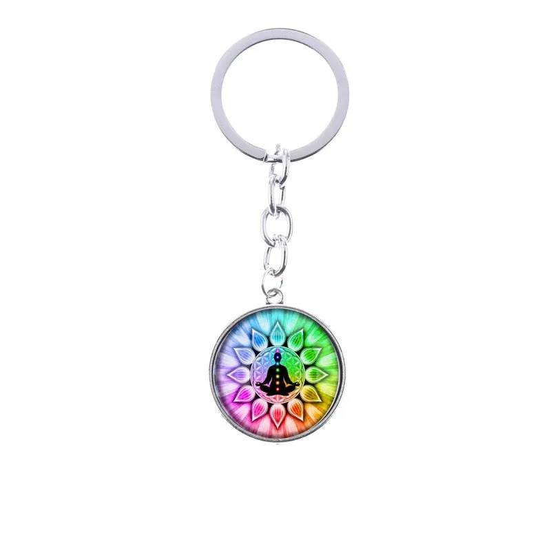 Cute Mixed Healing 7 Chakra Pray Keychain Car Key Chain Ring Pendant For Bag