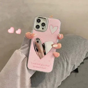 Cute Pink Paint Splatter Heart Shaped Electroplated Silver Design   Crossbody Strap Protective Phone Case for iPhone 11 12 13 14 Pro Max