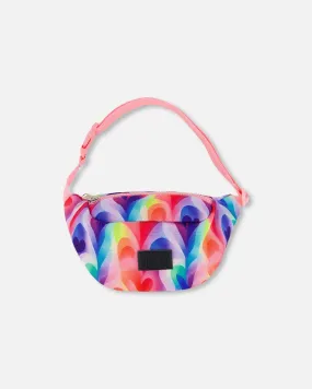 Deux par Deux Girl's Fanny Bag Printed Rainbow Heart