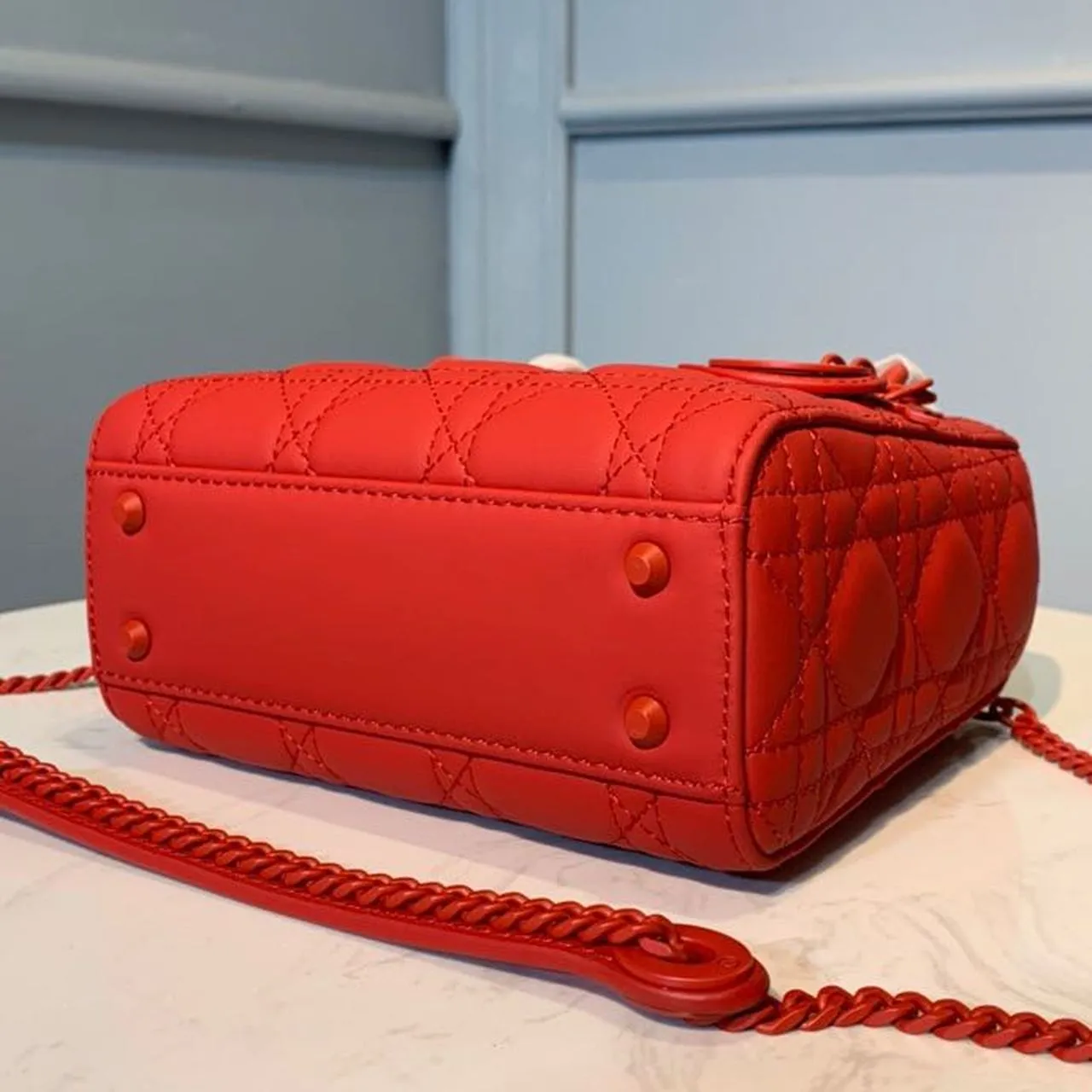 DI Mini Lady Bag with Chain Matte Hardware Spring/Summer Collection, Red , For Women Women’s Handbags, 18cm CD