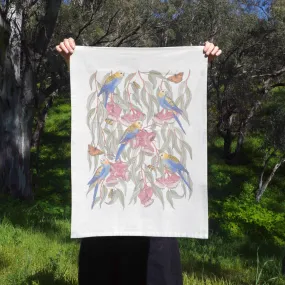 Earth Greetings Tea Towel - Rosellas Amongst The Mallee