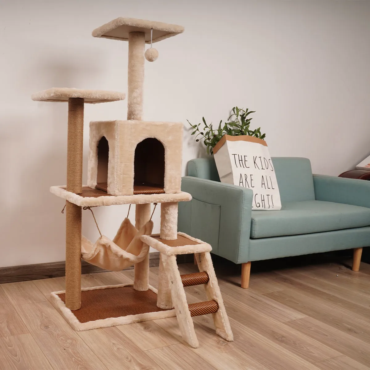 Eco-friendly Cat Tree with Scratching Post & Hammock - Furtastic