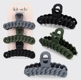 Eco-friendly Chain Claw Clip 3pc Set - Black Moss