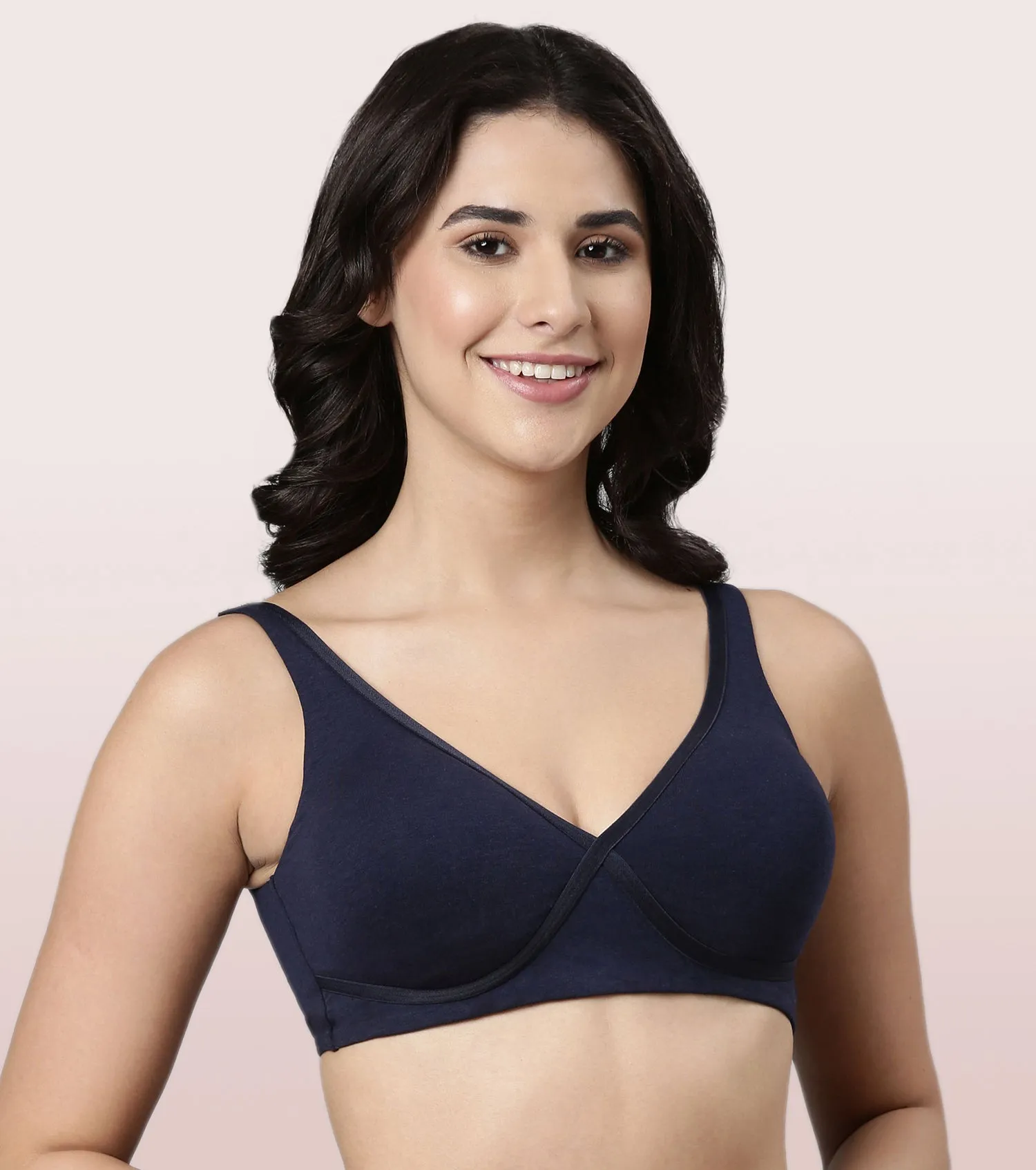 Enamor BambooBliss A076 Ultimate Softness Innovation Bamboo Cotton Lounge Slip-on T-shirt Bra for Women with Removable Pads- High Coverage, Padded and Wirefree