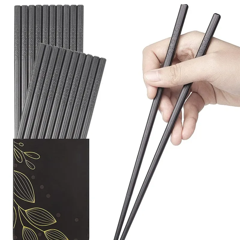 Exquisite Gift Set: 10 Pairs of Reusable Glass Fiber Chopsticks in a Stylish Presentation Box