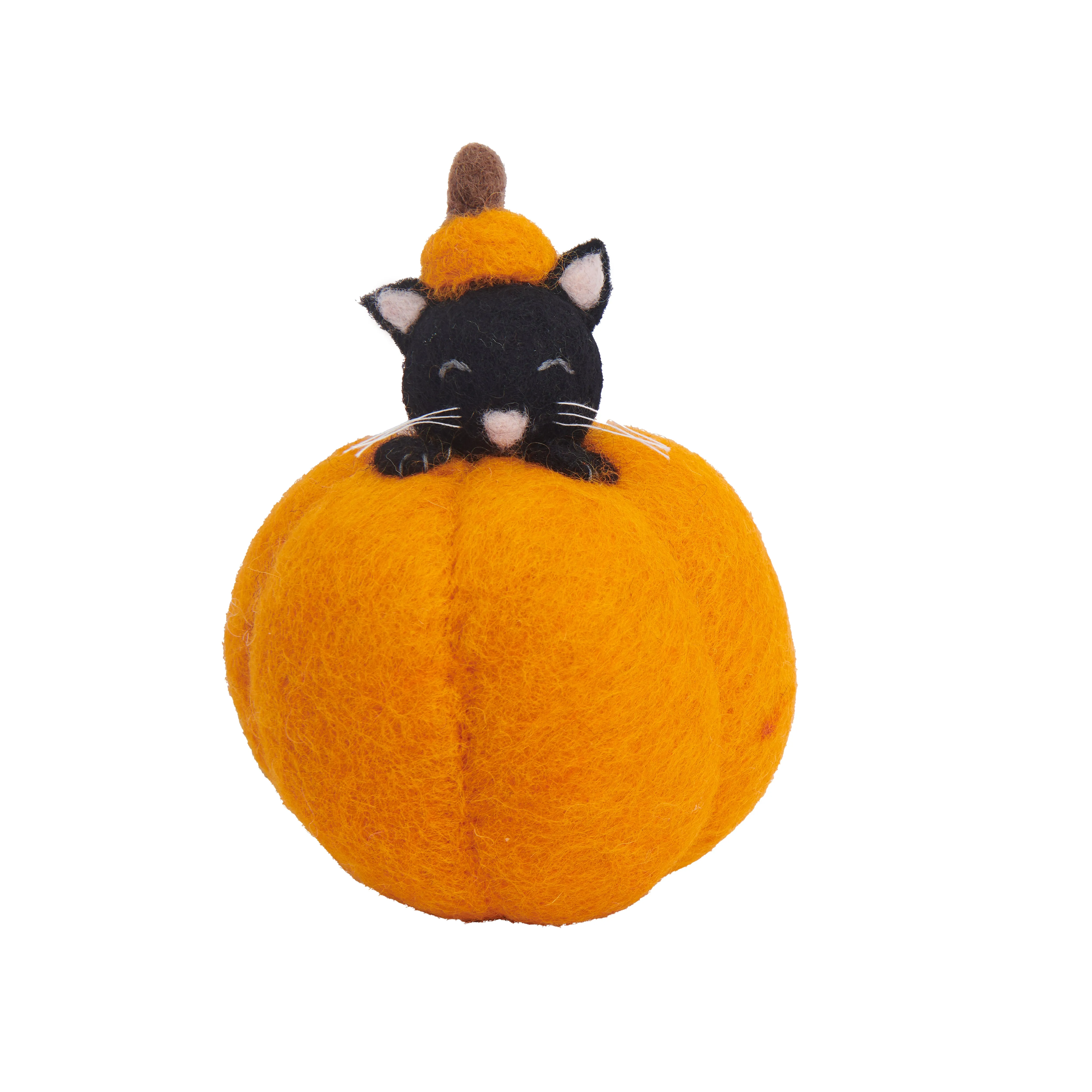 Felt Cat in Pumpkin