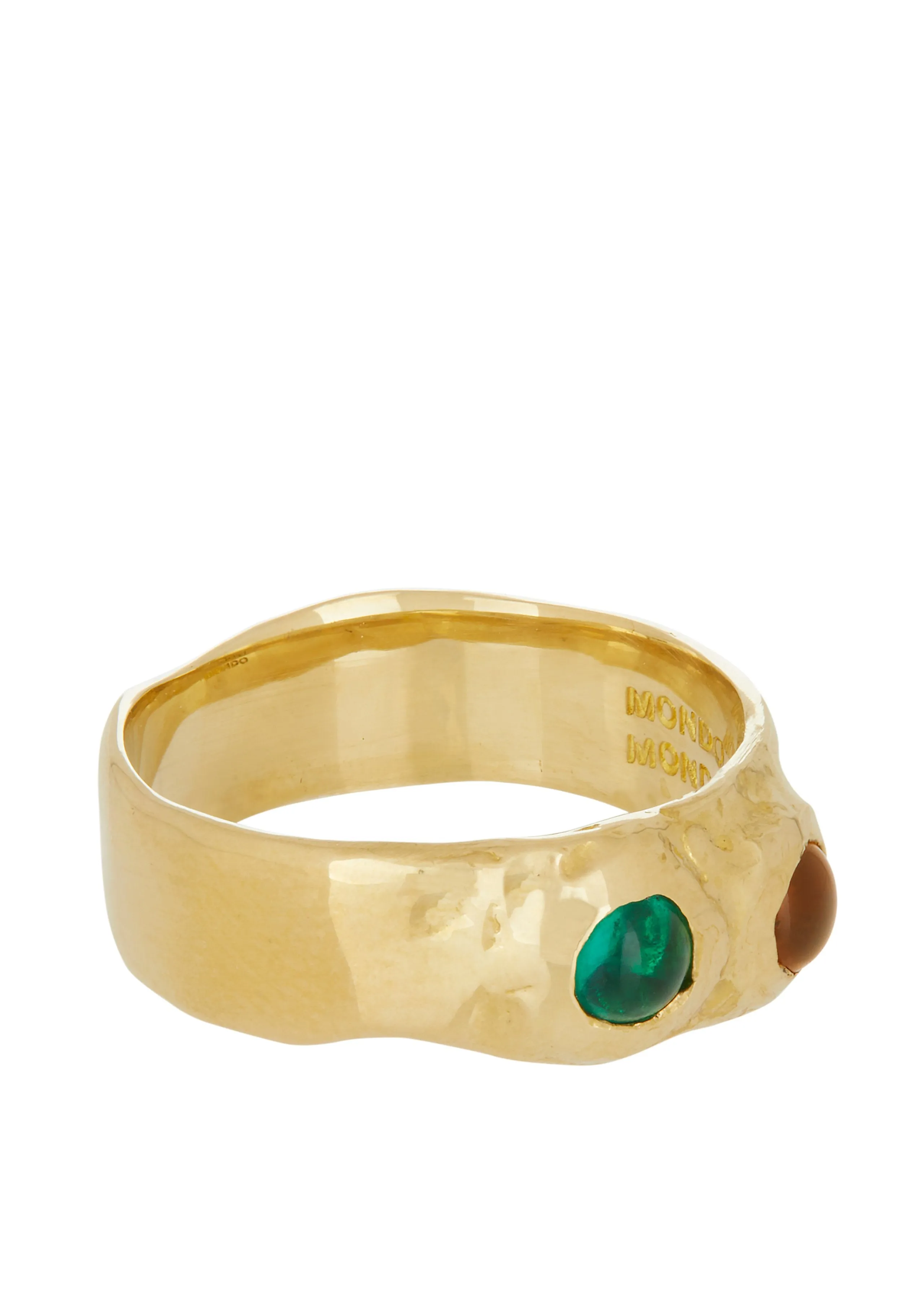 Felt Ring in Brass - Green & Yellow