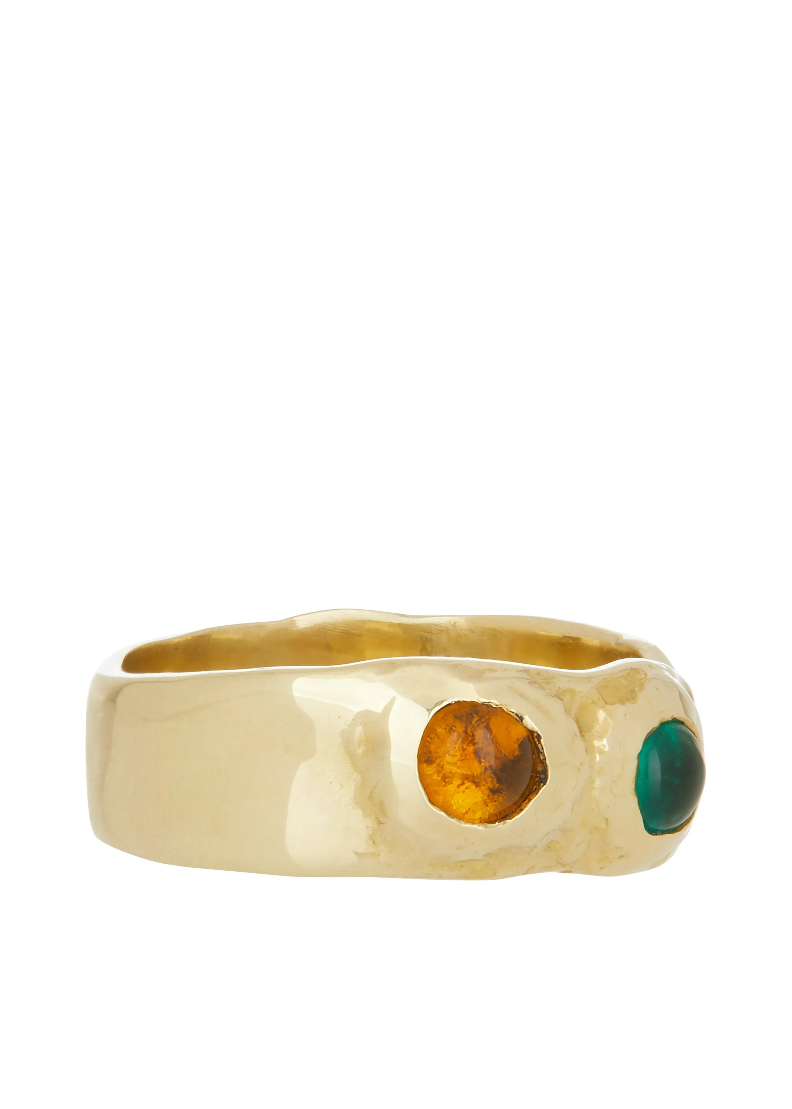 Felt Ring in Brass - Green & Yellow